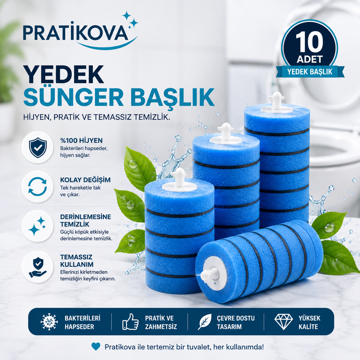 Pratikova Yedek 10 Adet Sünger Ped